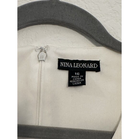 Nina Leonard White Buttercream Linen Sleeveless Dress Gold Buttons Size 16 - Picture 7 of 8